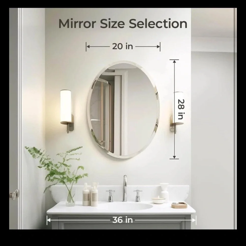 UShower Frameless Beveled Oval Bathroom Mirror NIB - Picture 8 of 8